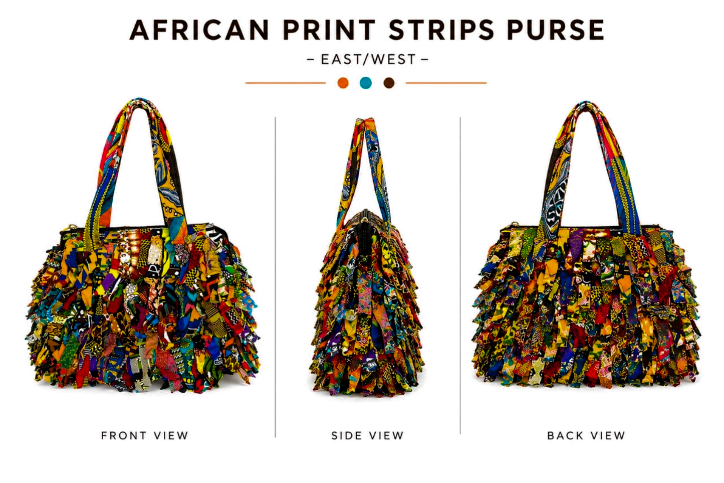 African Print Strips Purse – East/West Multicolor Statement Bag