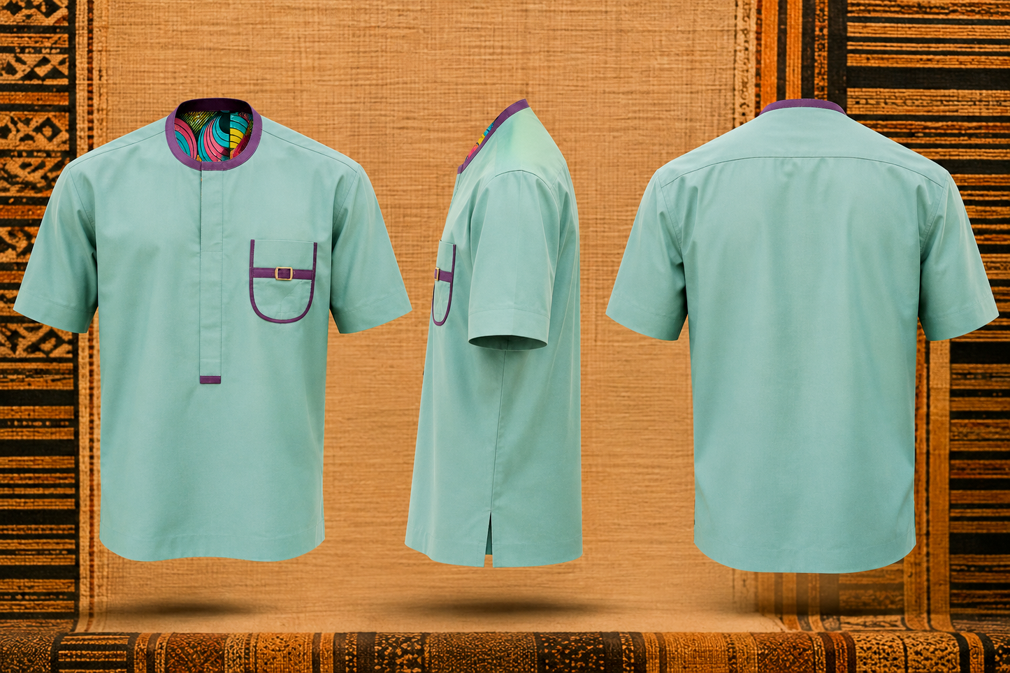 Men’s African-Inspired Short-Sleeve Shirt