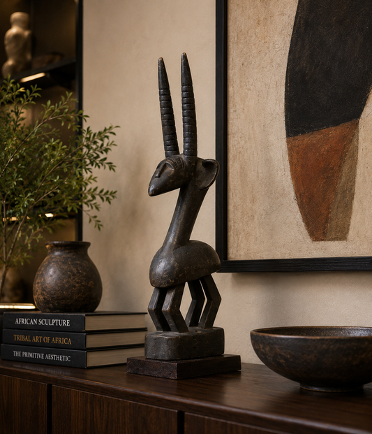 Hand-Carved African Antelope Sculpture