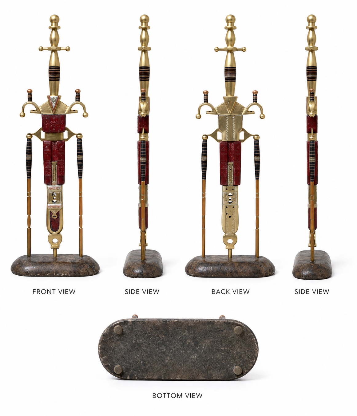 Tuareg-Inspired Brass &amp; Leather Warrior Sculpture