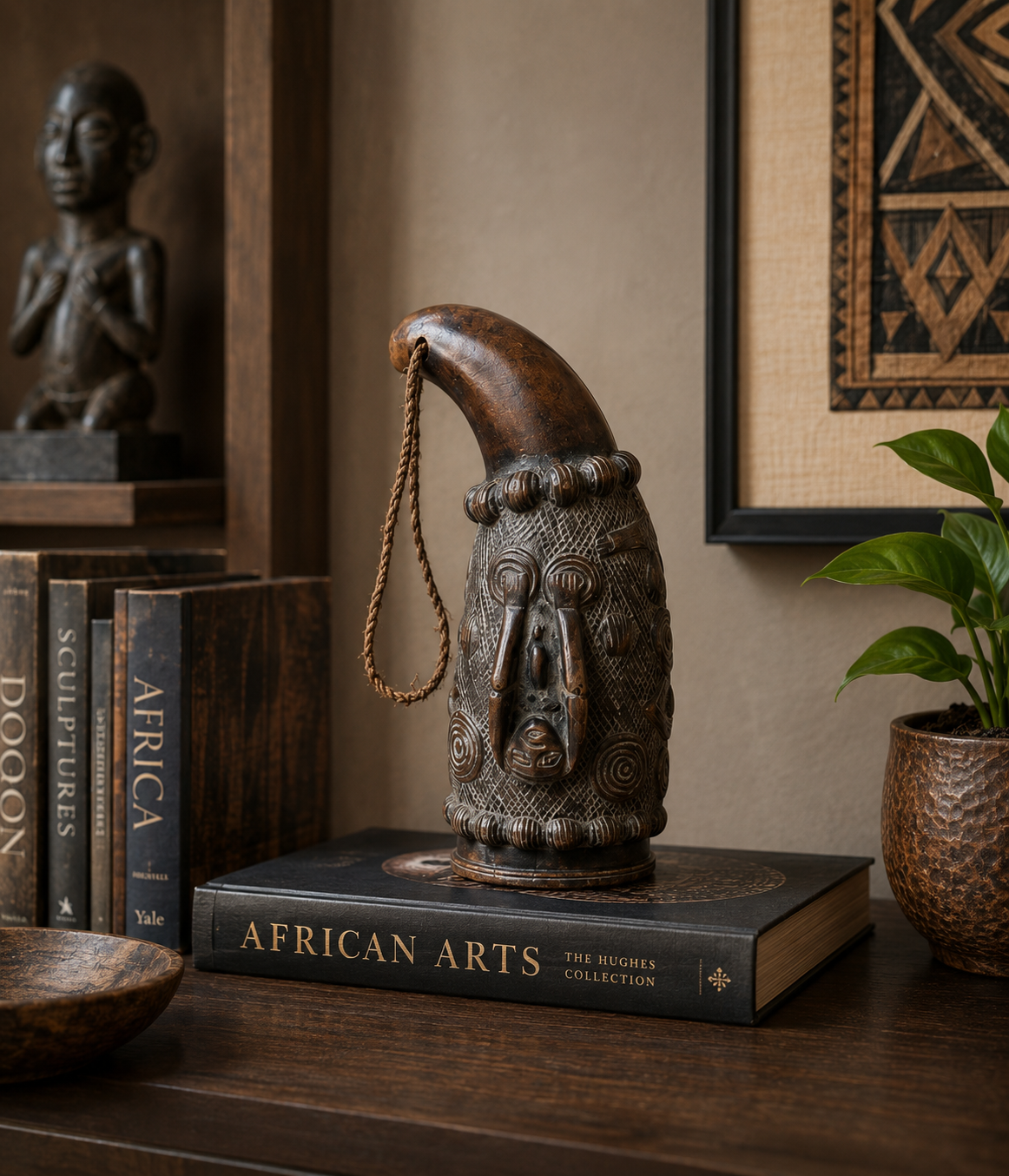 African Ceremonial Horn Vessel