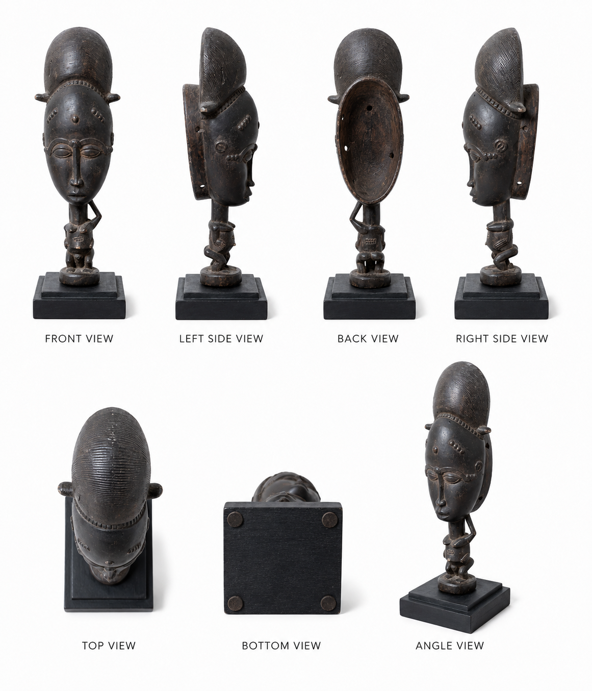 Hand-Carved African Portrait Mask Sculpture