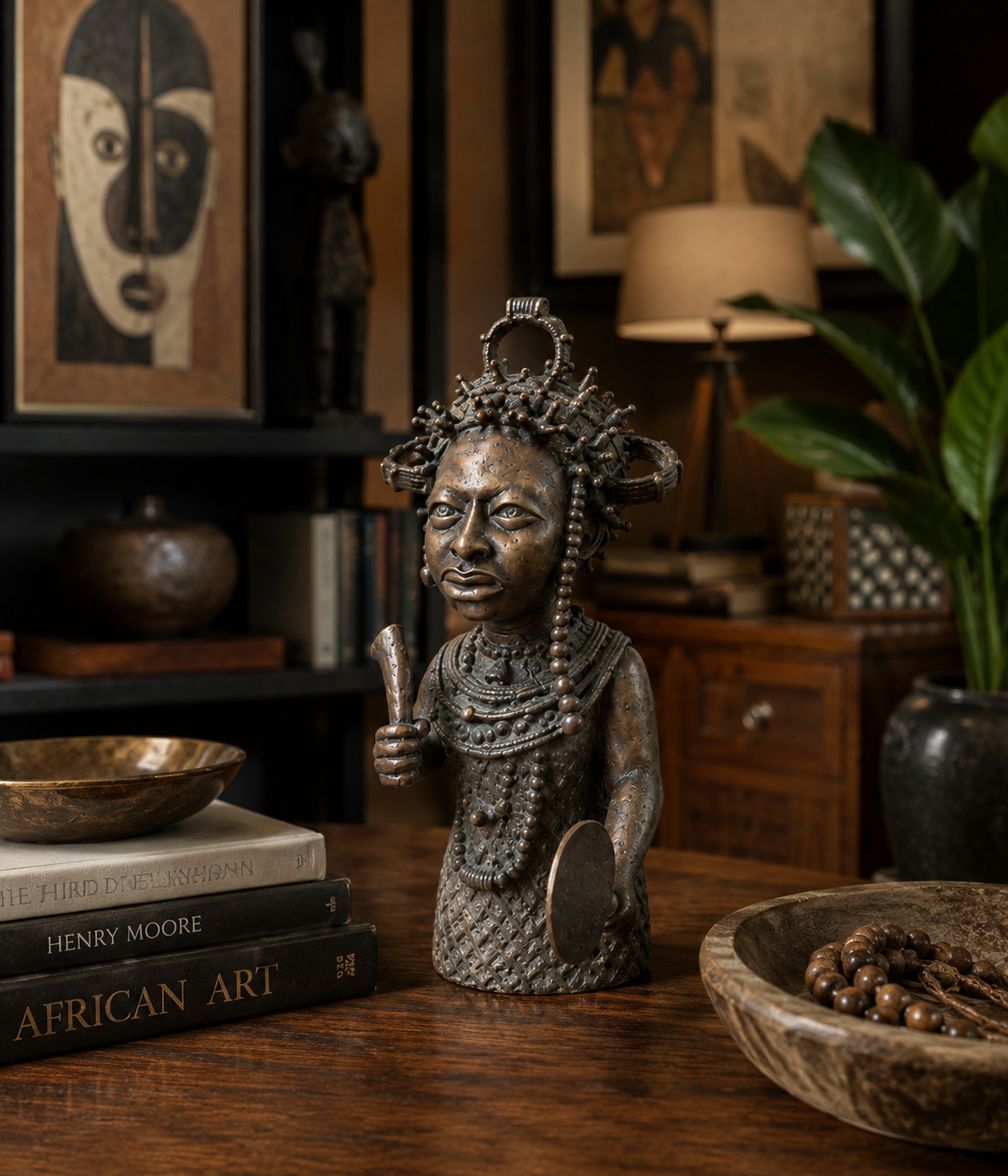 Bronze Ceremonial Woman Sculpture