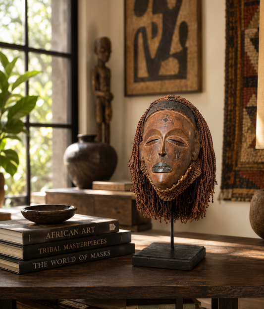 African Mask with Fiber Hair