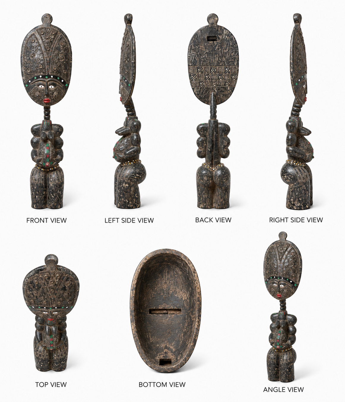 Hand-Carved African Female Figure Sculpture