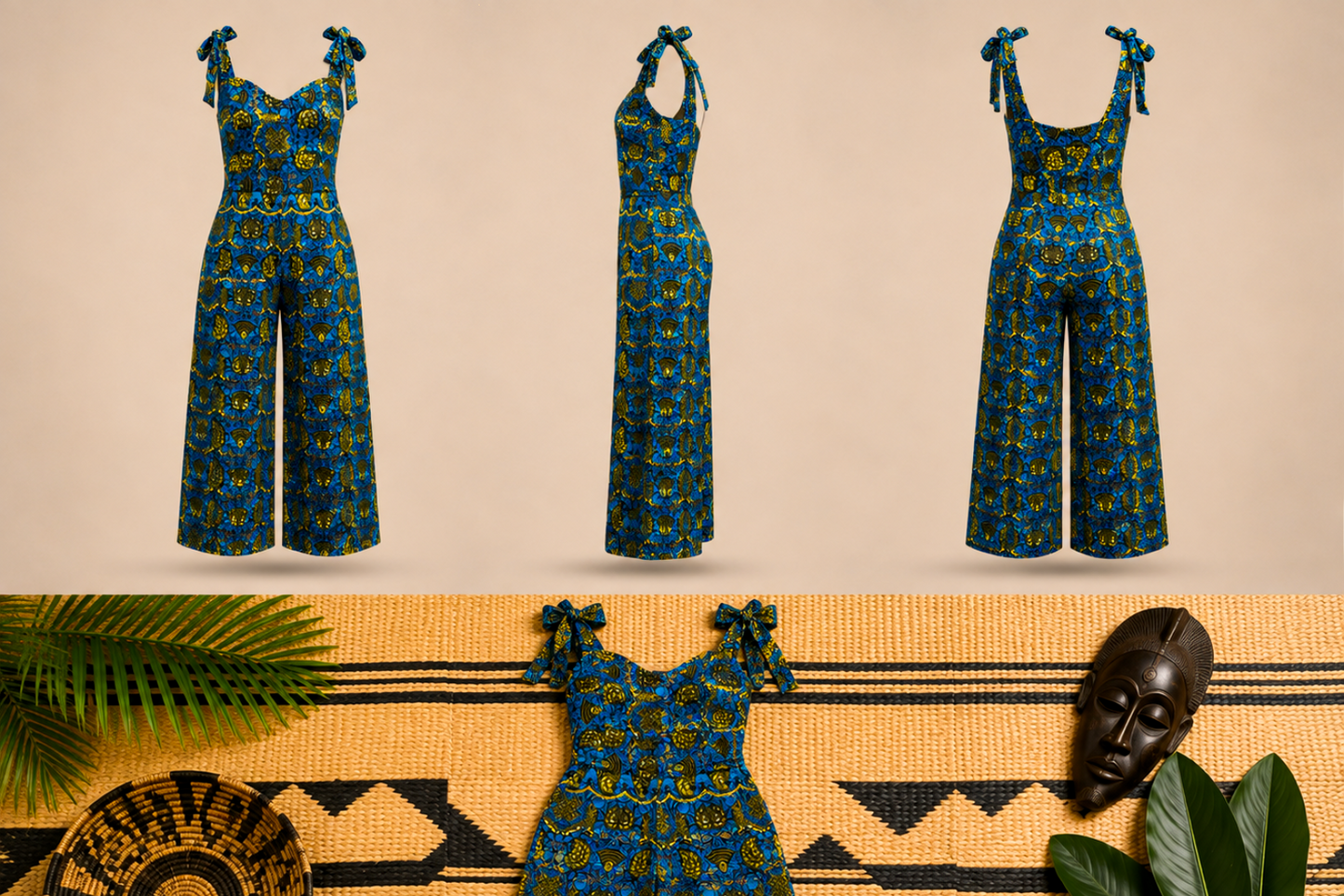 Women’s African Print Wide-Leg Jumpsuit