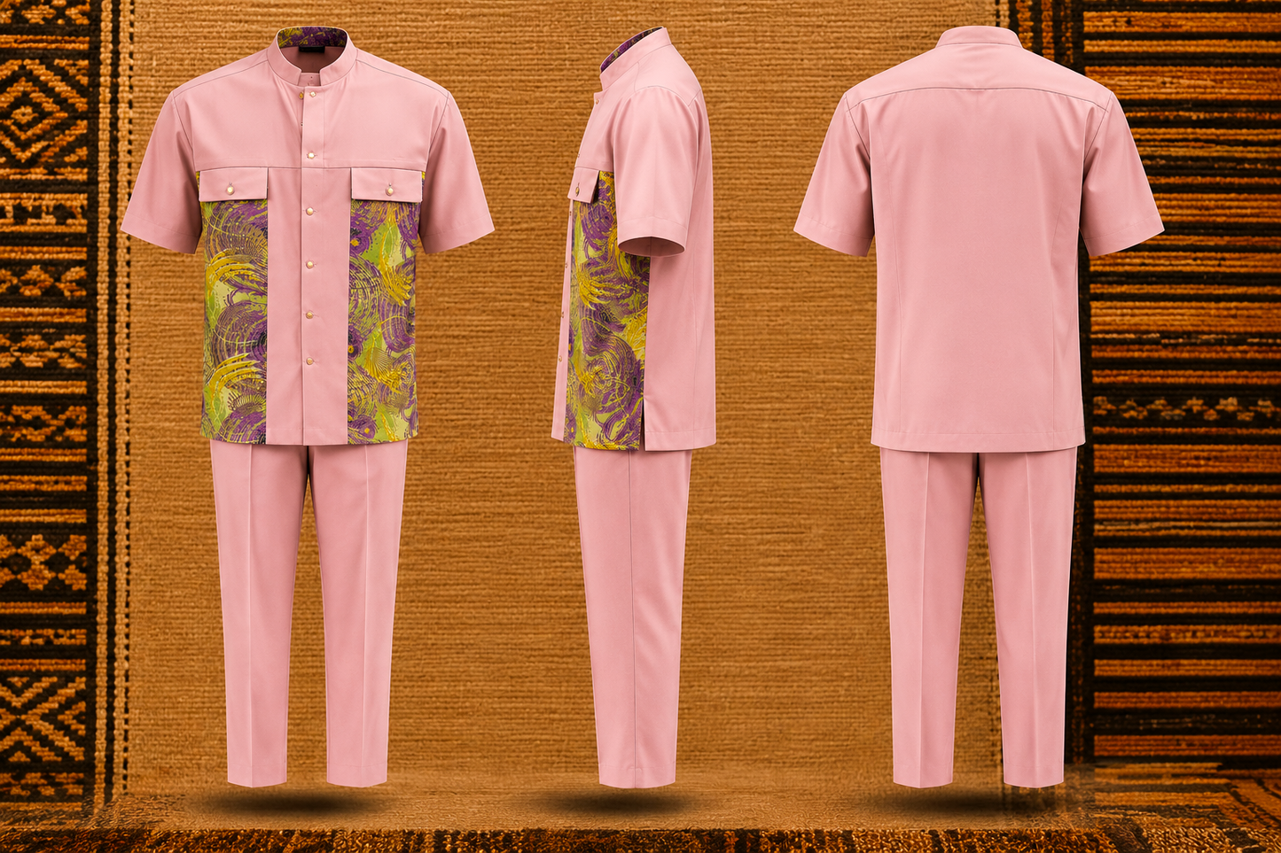 Men’s African Print Two-Piece Short-Sleeve Outfit