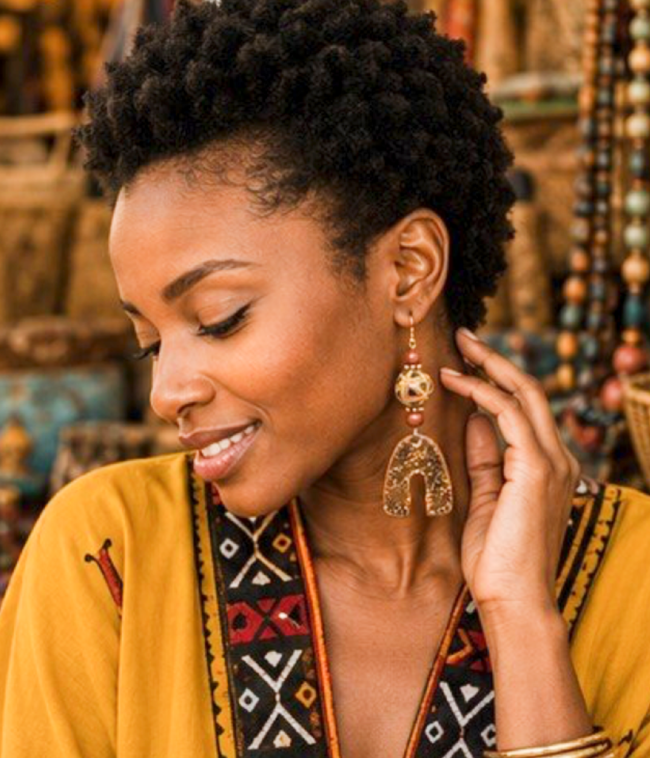 Brown & Multicolor Beaded Artisan Statement Earrings