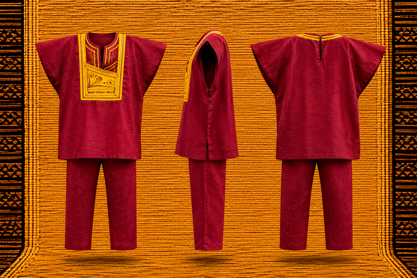 Boys’ Traditional African Embroidered Two-Piece Outfit