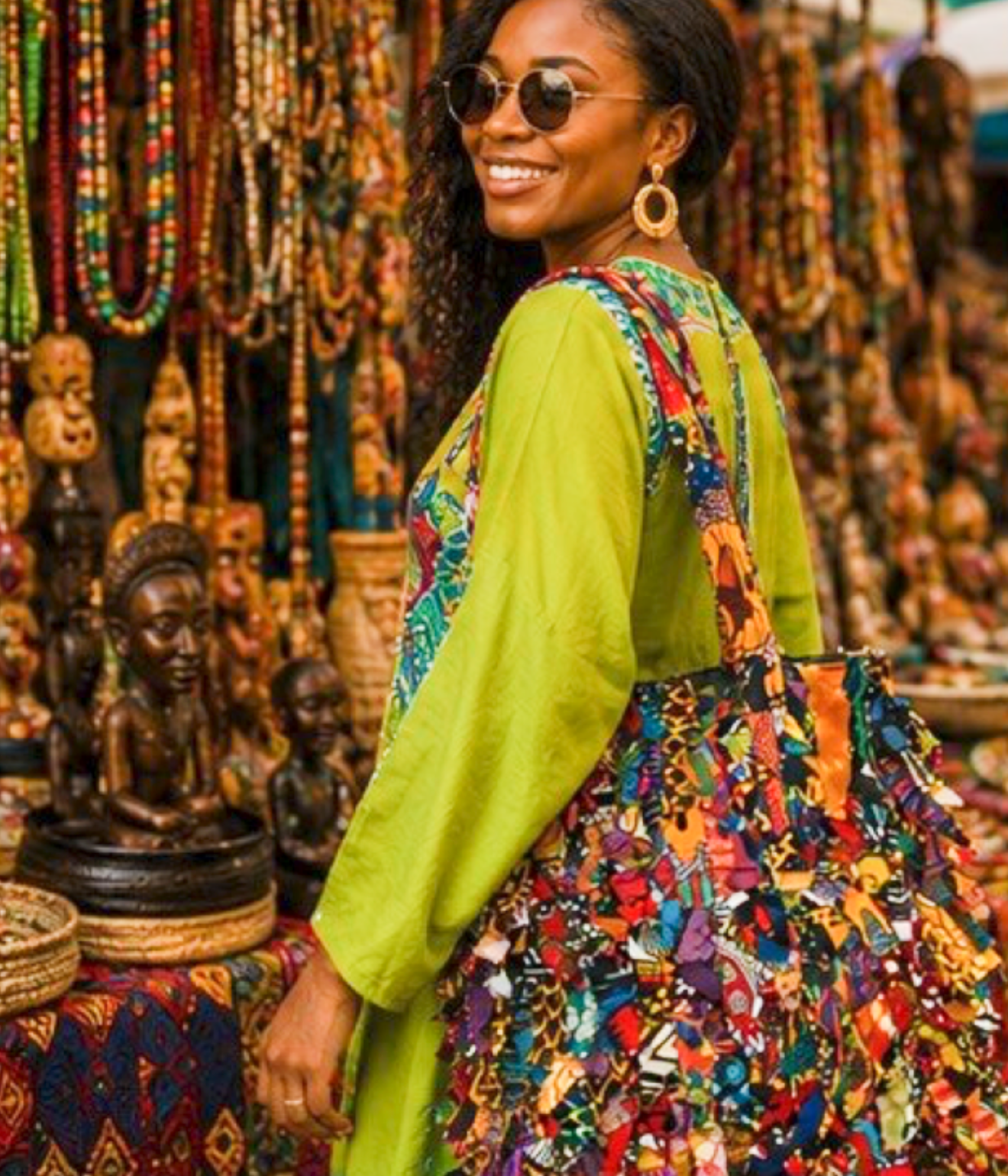 African Print Strips Purse – North/South Multicolor Statement Bag