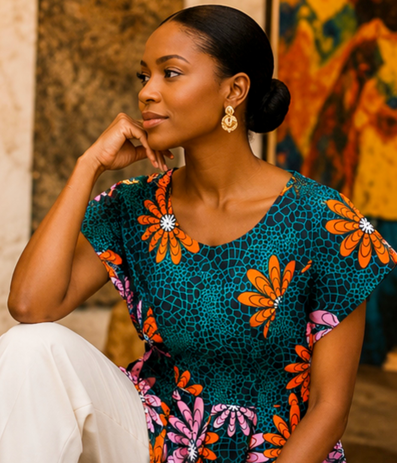 Women’s African Print Peplum Top
