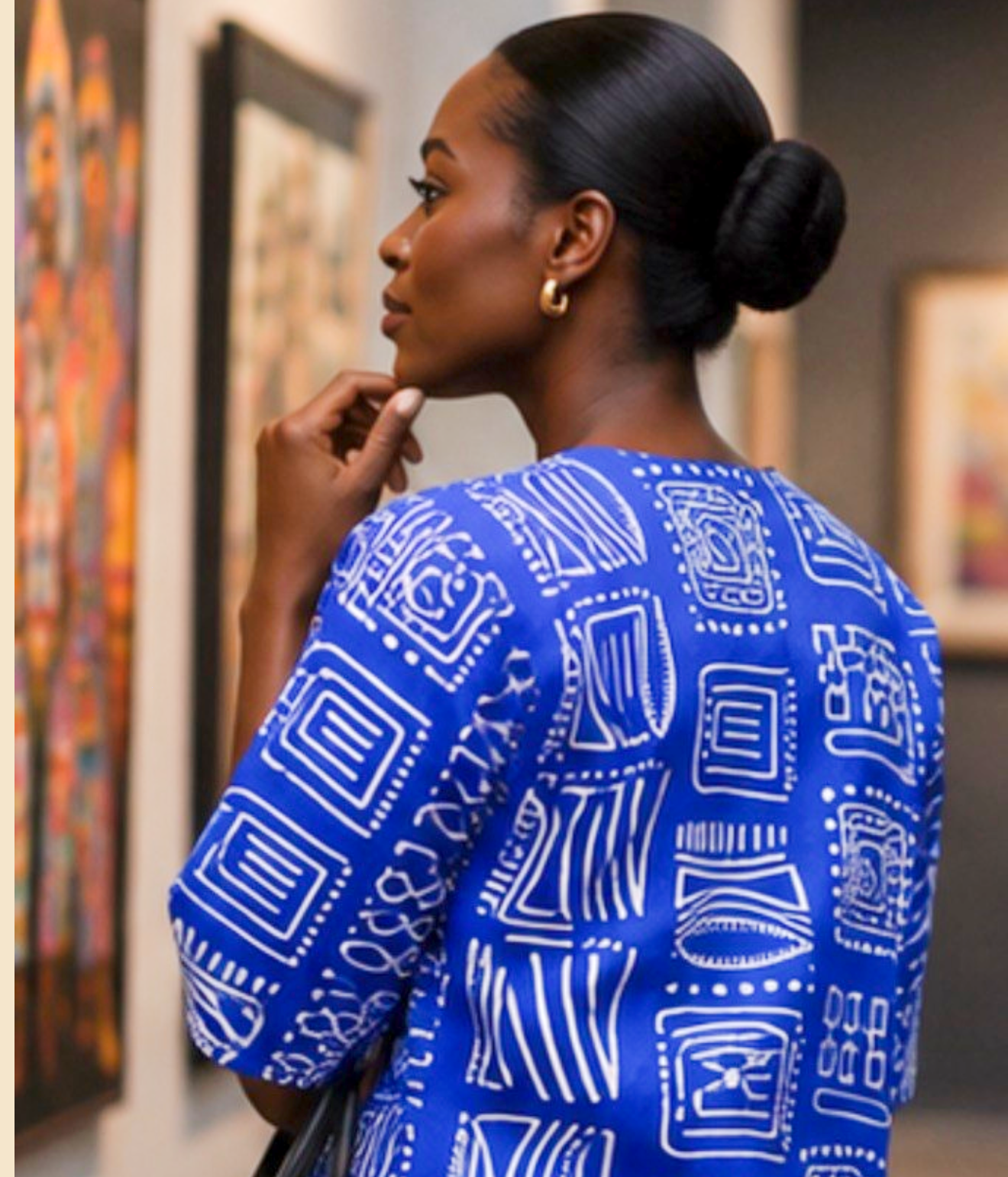Women’s Royal Blue African Print Short-Sleeve Top