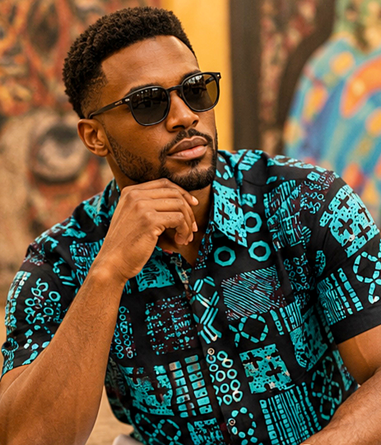 Men’s African Print Short-Sleeve Shirt
