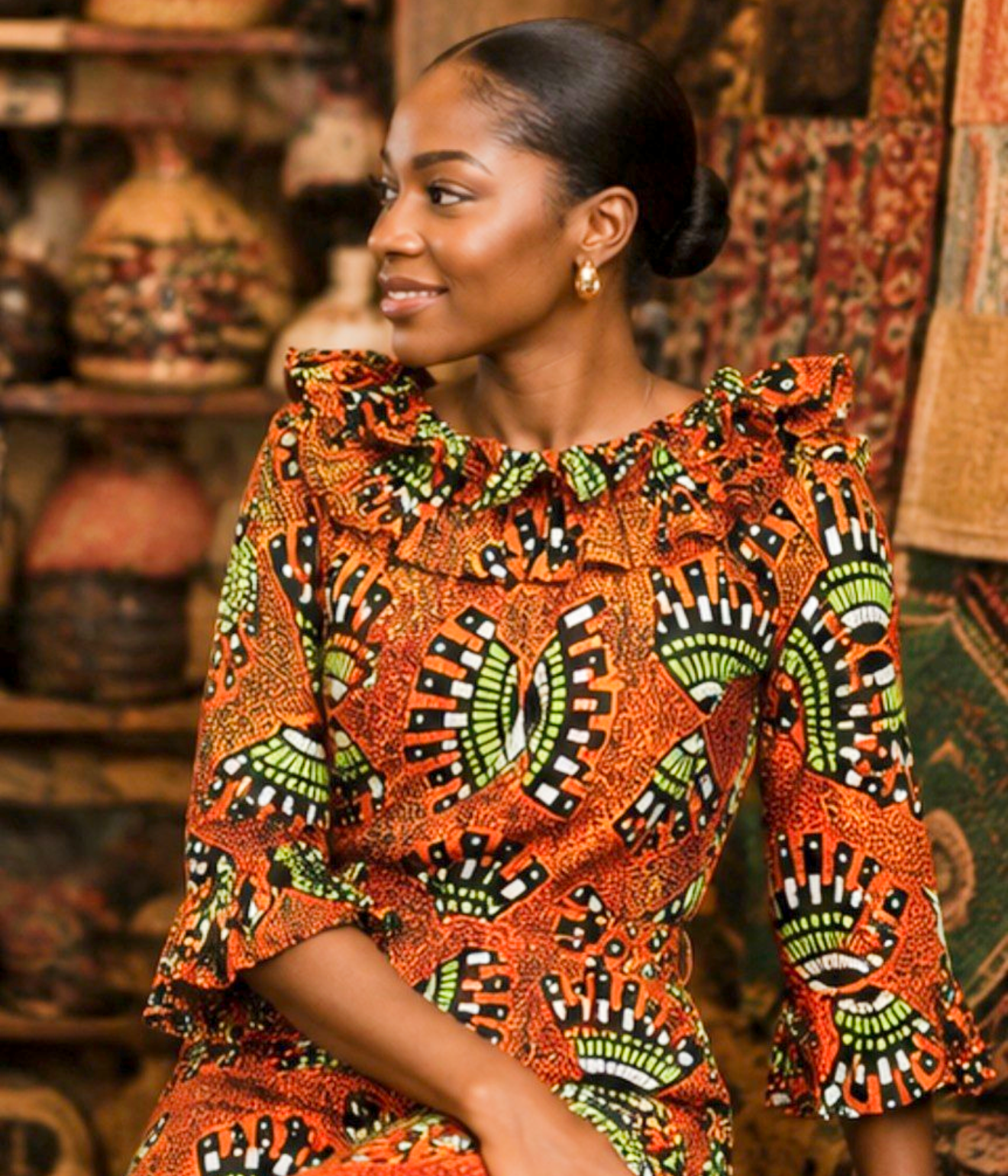 Women’s African Print Off-Shoulder Wide-Leg Jumpsuit