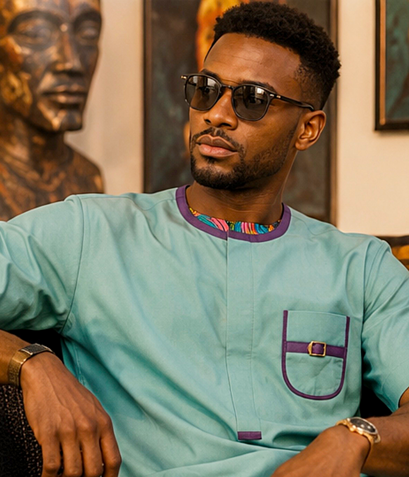 Men’s African-Inspired Short-Sleeve Shirt