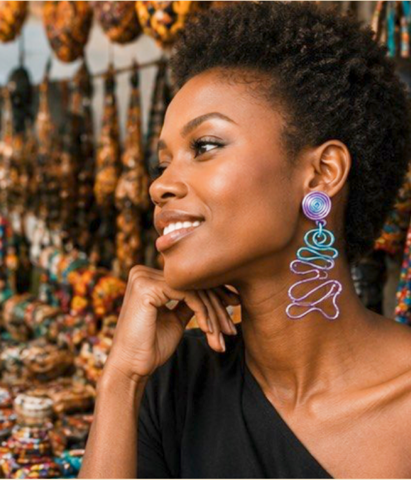 Purple & Turquoise Sculptural Wire Clip-On Earrings