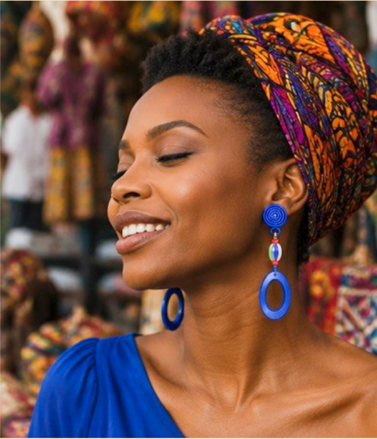 Cobalt Blue Spiral & Beaded Clip-On Drop Earrings