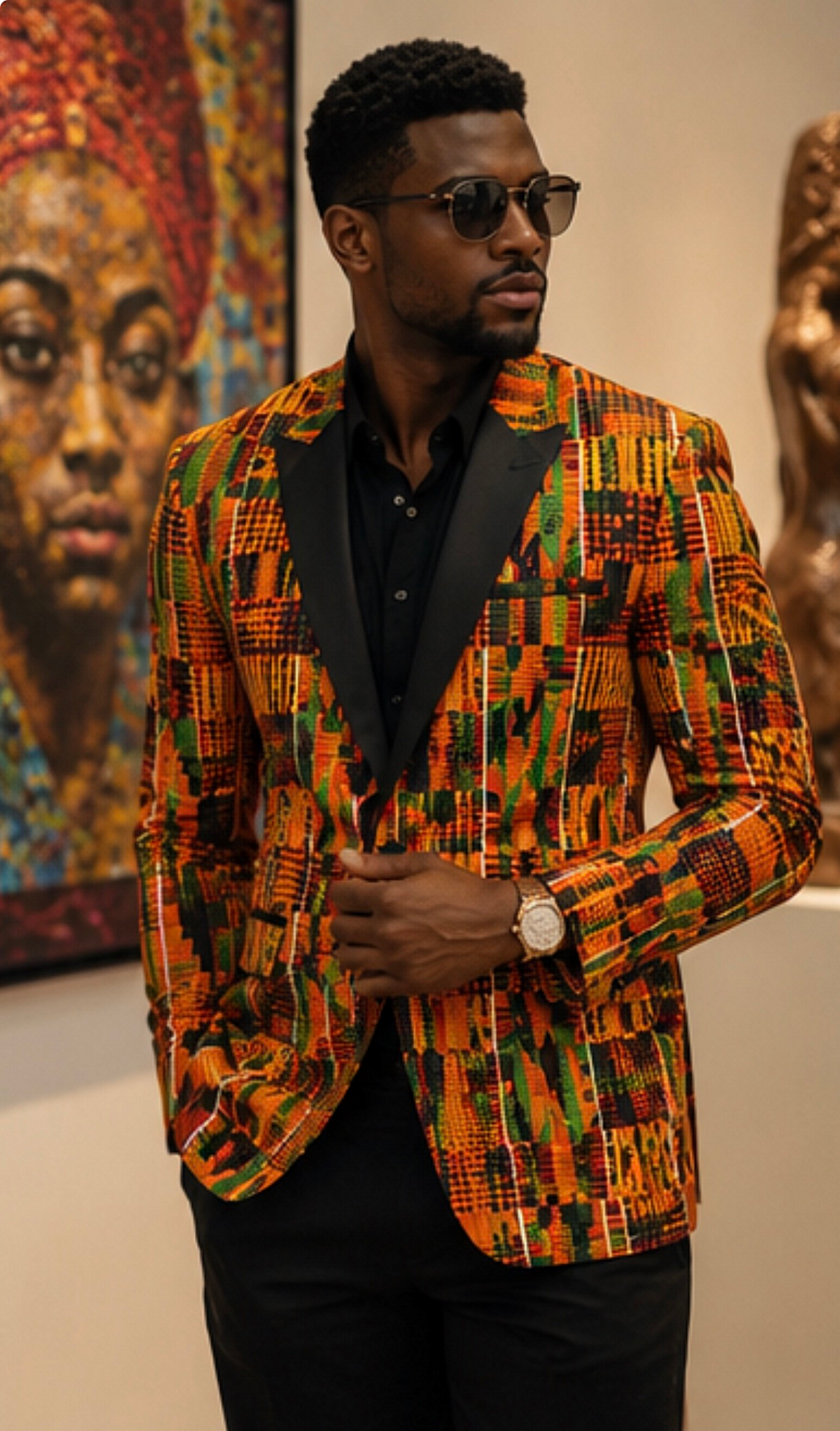 African Kente Print Blazer