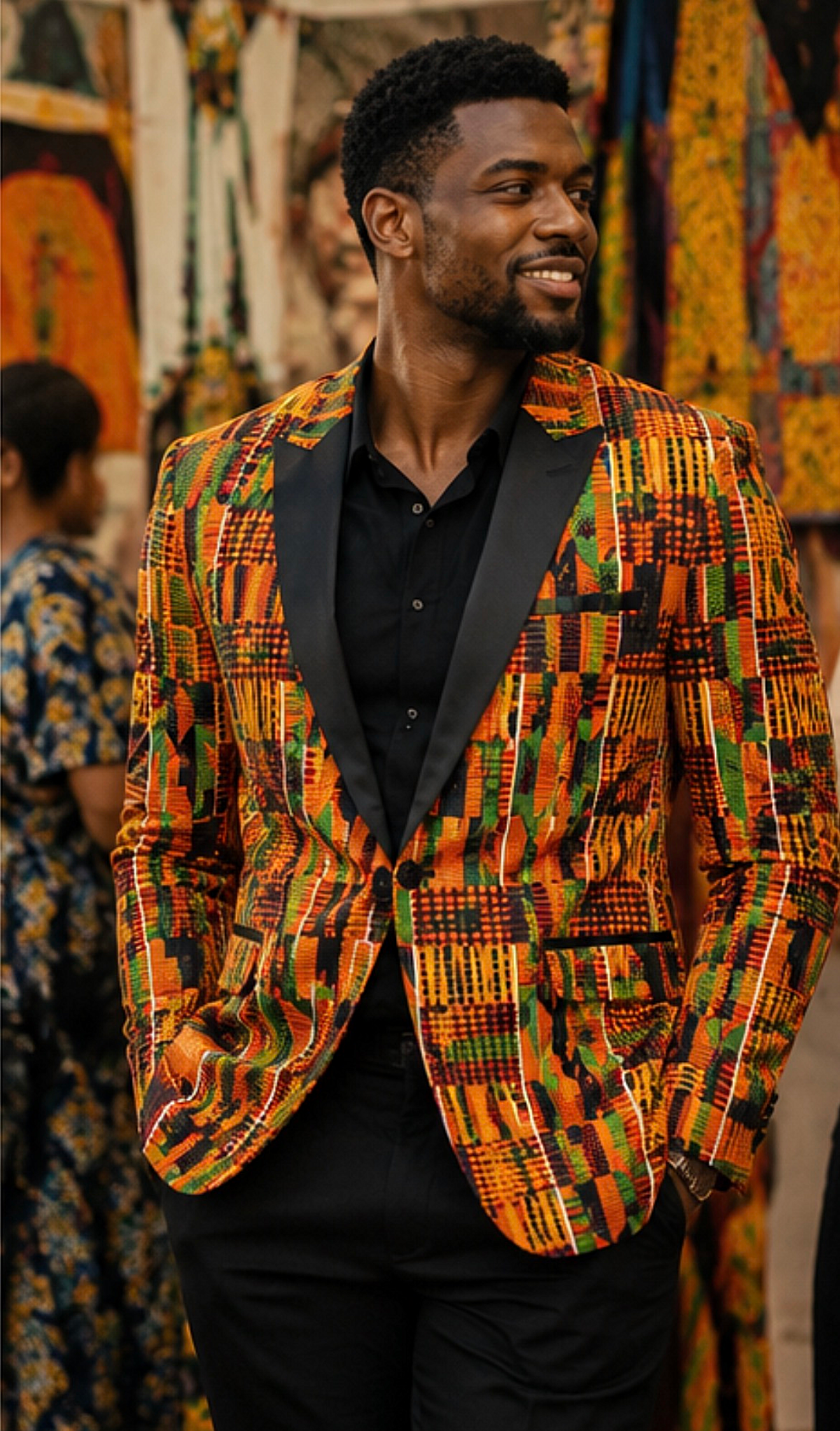 African Kente Print Blazer