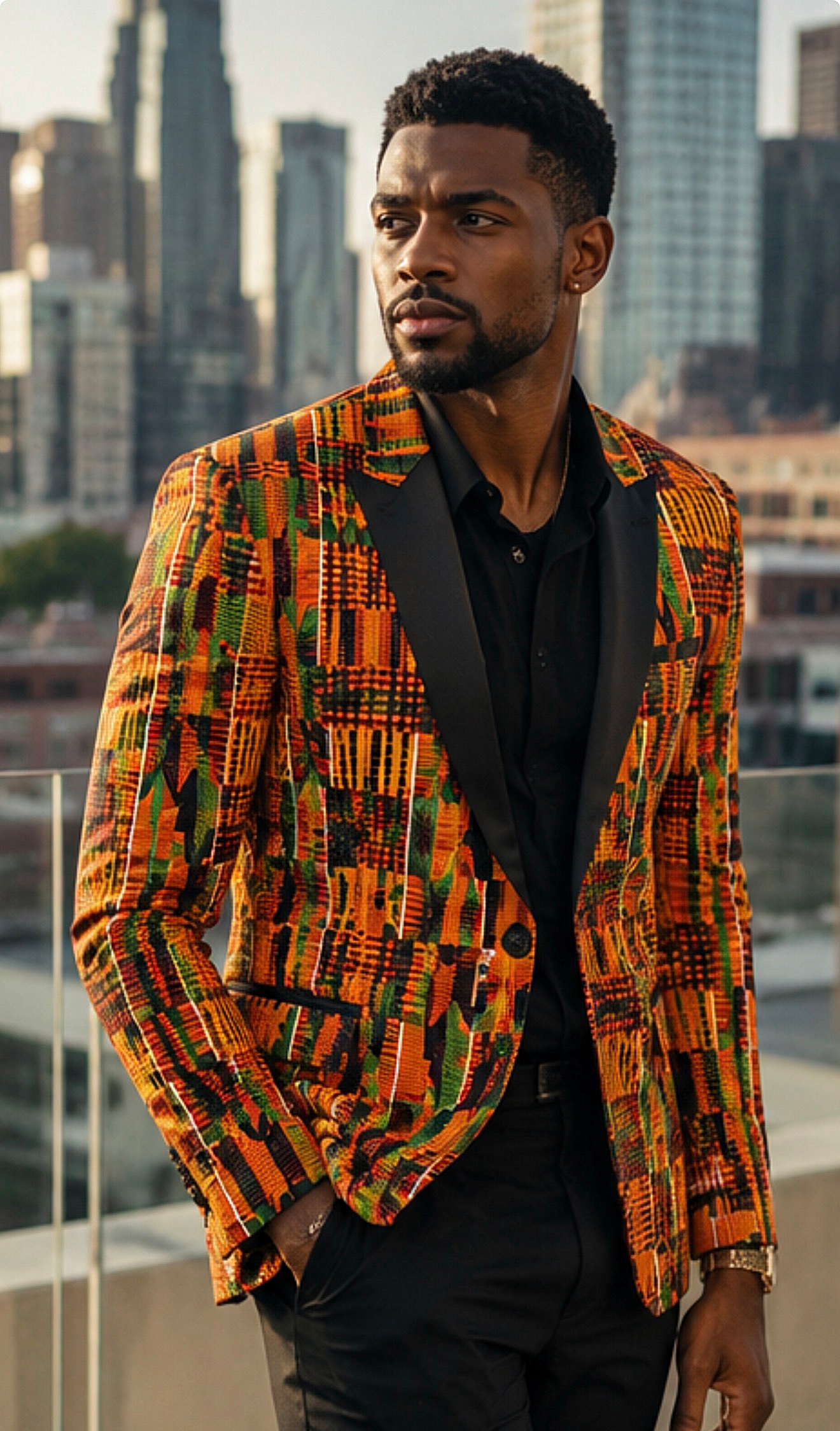 African Kente Print Blazer