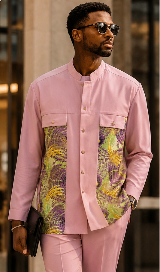 Men’s African Print Two-Piece Short-Sleeve Outfit