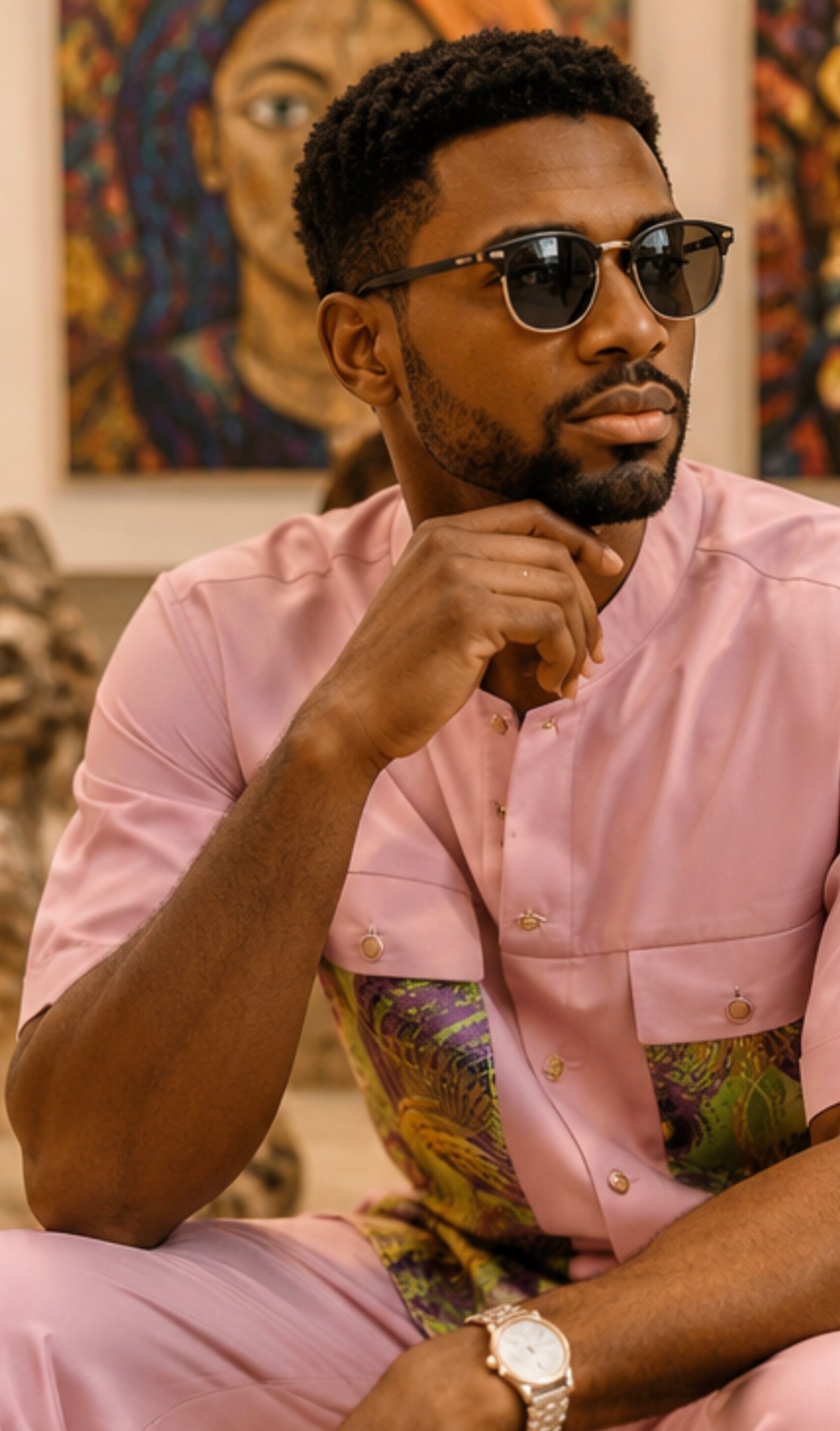 Men’s African Print Two-Piece Short-Sleeve Outfit