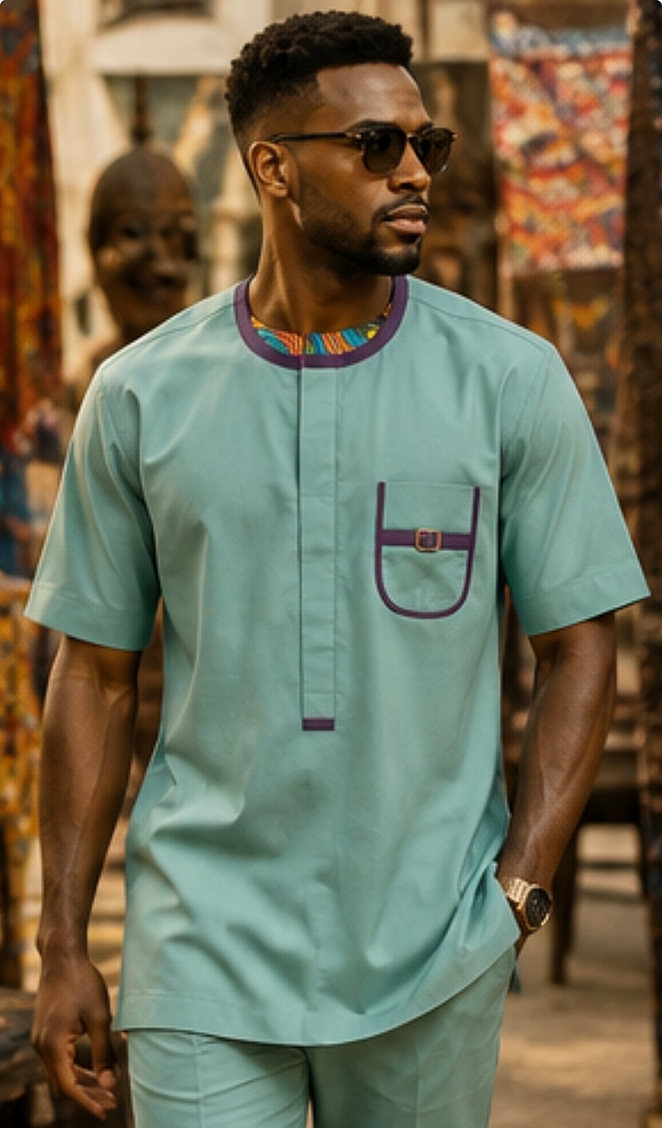 Men’s African-Inspired Short-Sleeve Shirt