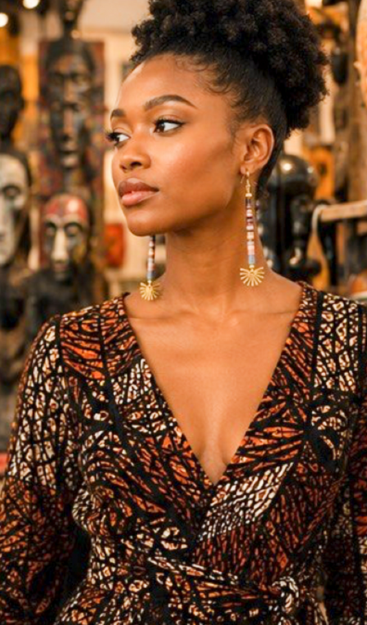 Multicolor Artisan Fan Drop Earrings