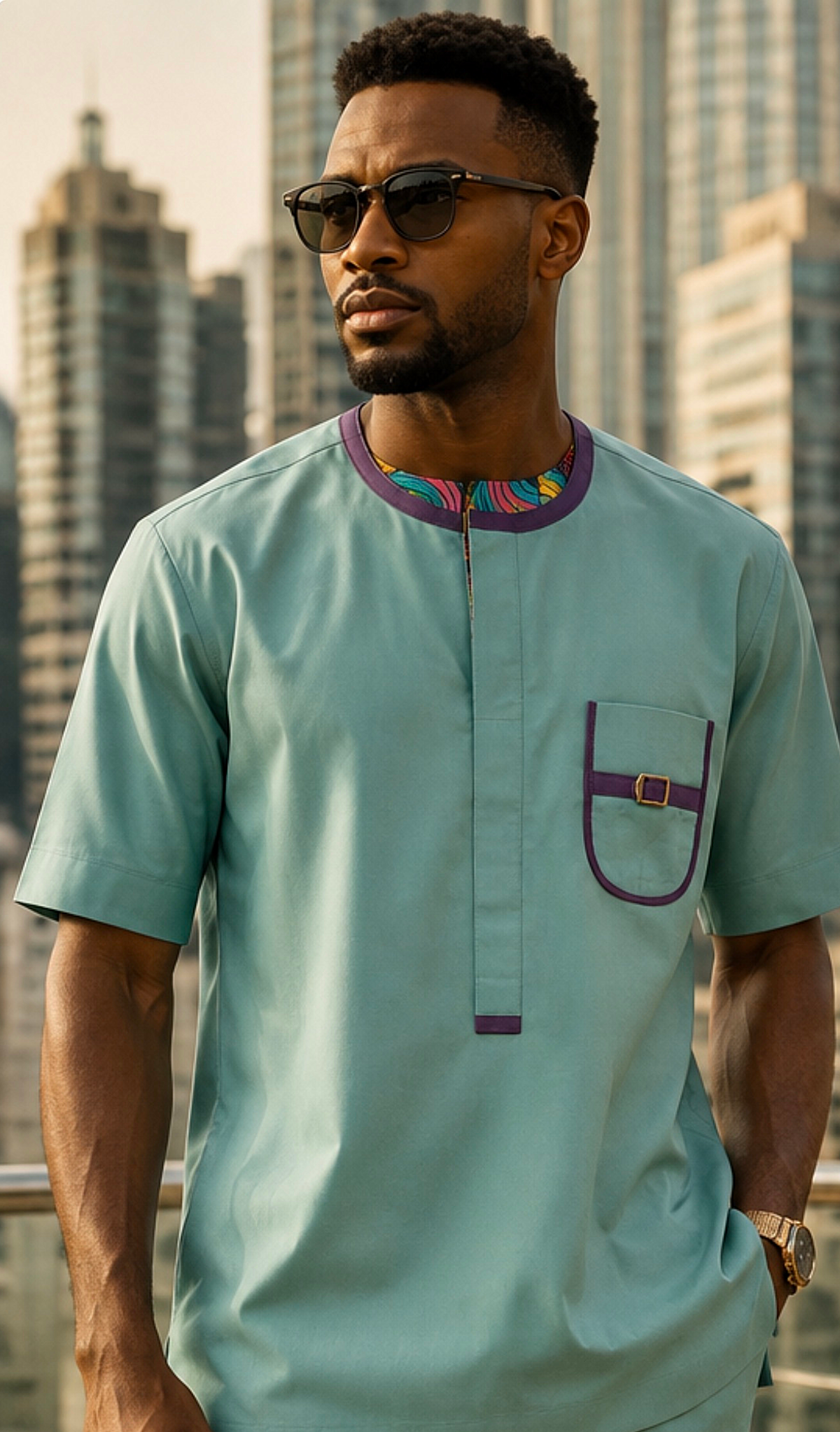 Men’s African-Inspired Short-Sleeve Shirt