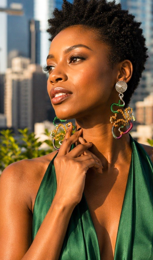 Multicolor Sculptural Wire Art Clip-On Earrings