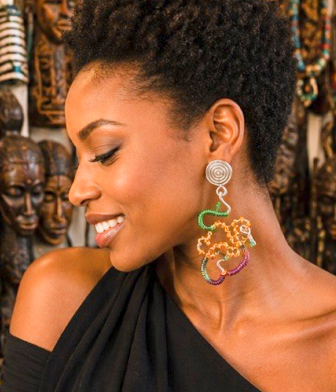 Multicolor Sculptural Wire Art Clip-On Earrings