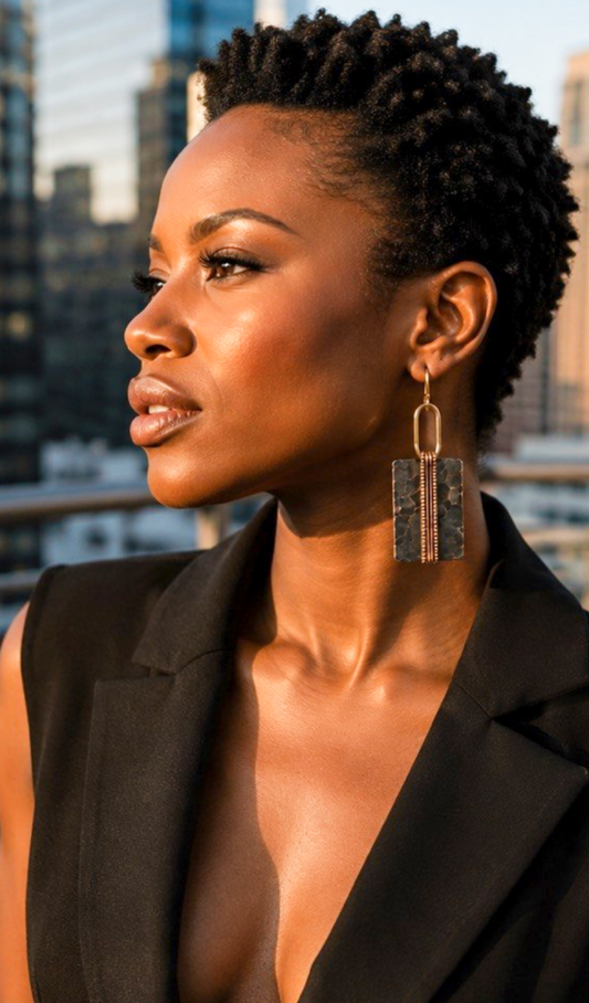 ZAP Artisan Bronze & Gold Geometric Drop Earrings