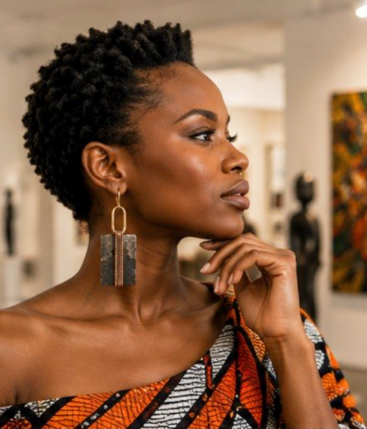 ZAP Artisan Bronze & Gold Geometric Drop Earrings
