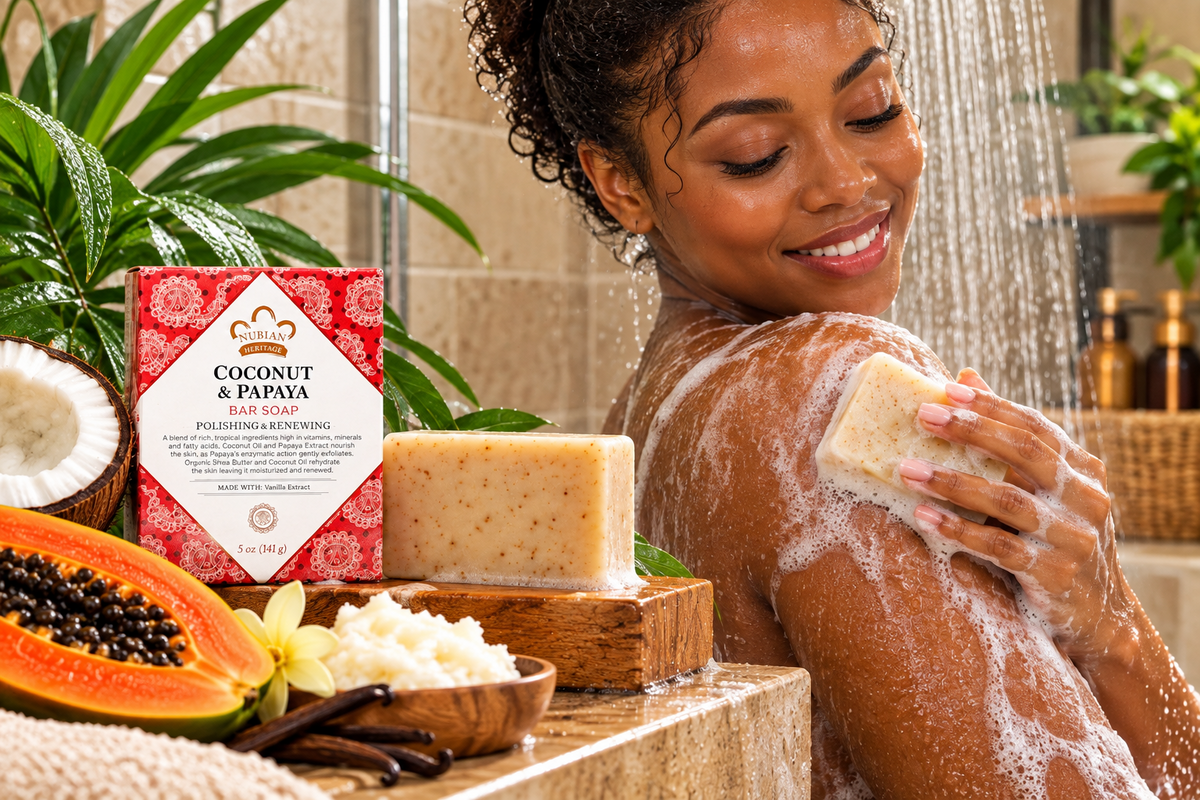 Nubian Heritage Coconut & Papaya Bar Soap – Polishing & Renewing | 5 oz